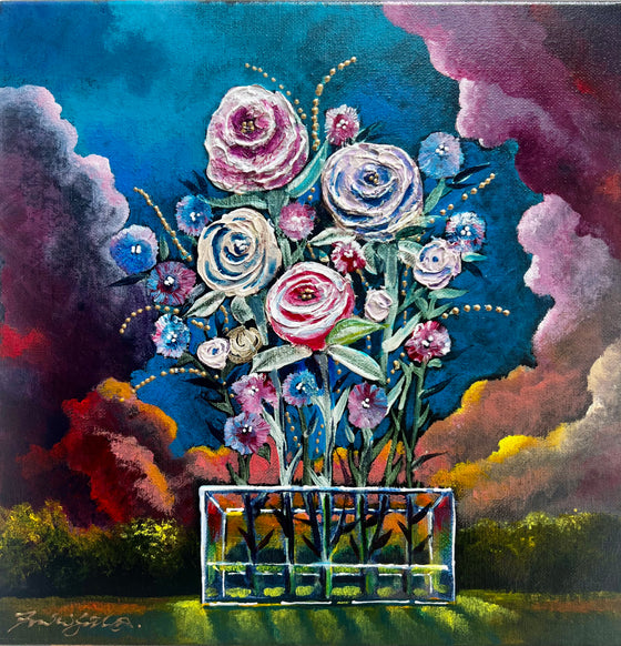 Sunset in Bloom 12x12